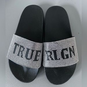 True Religion Rhinestone Meyer Slides Summer Sandals